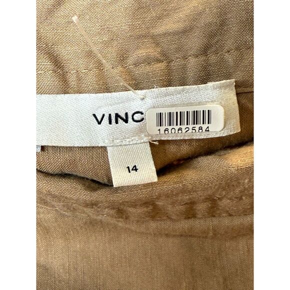 Vince Beige Linen Blend Wrap Midi Skirt Women’s Size 14 Workwear Neutral - Picture 3 of 7
